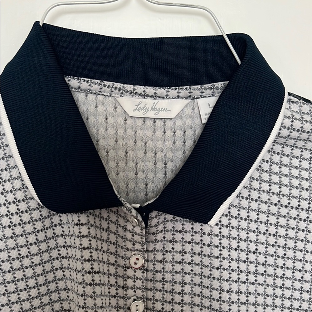 Lady Hagen Navy and White Polo